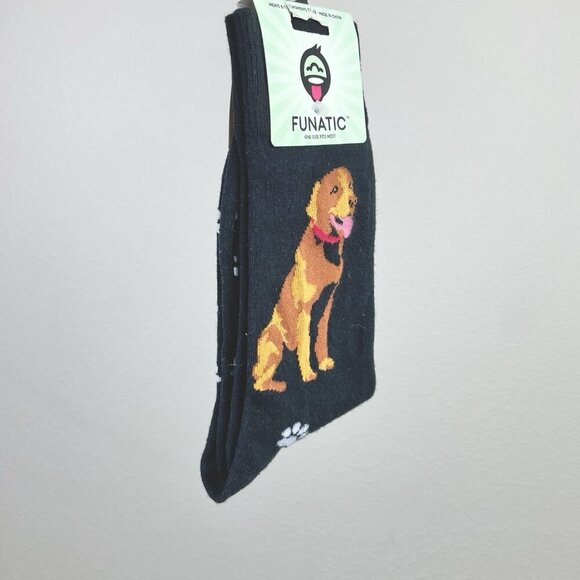 Funatic NWT Black Chocolate Lab Unisex Crewsocks New Doggy Lover Gift Pawprint - Picture 2 of 10